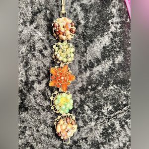 Vintage Earring Jewelry Bracelet Gold tone Lightweight Easy Clasp Multicolor